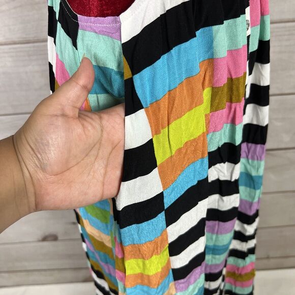 NWT Mara Hoffman Sleeveless Wrap Halter Striped Multicolor Maxi Dress Sz 4 - Picture 12 of 16